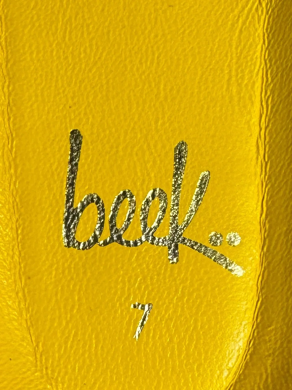 BEEK Bright Yellow Leather Slide Sandals Minimalist Cushioned Size 7 NWOT - Picture 2 of 4